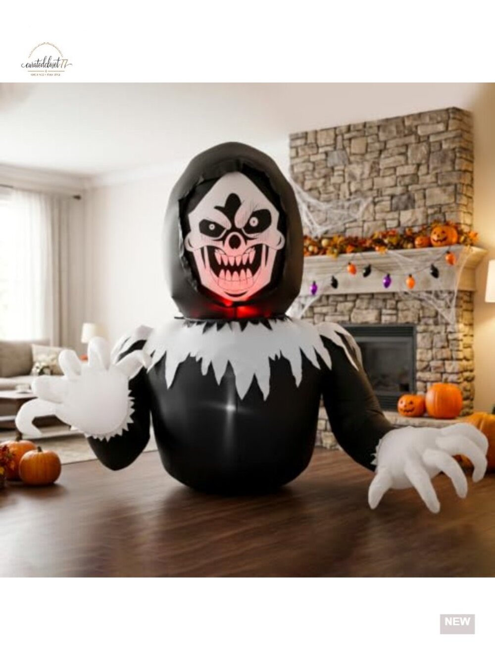 8FT Halloween Inflatable Scary Ghost Yard Decoration with LED Lights